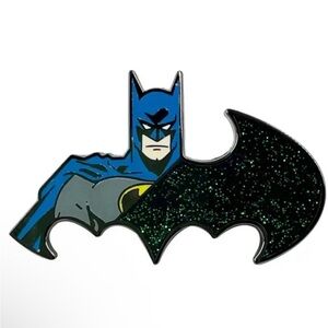 Classic Retro Batman Enamel Pin, DC Comics Black Sparkly Half Enamel Metal Pin